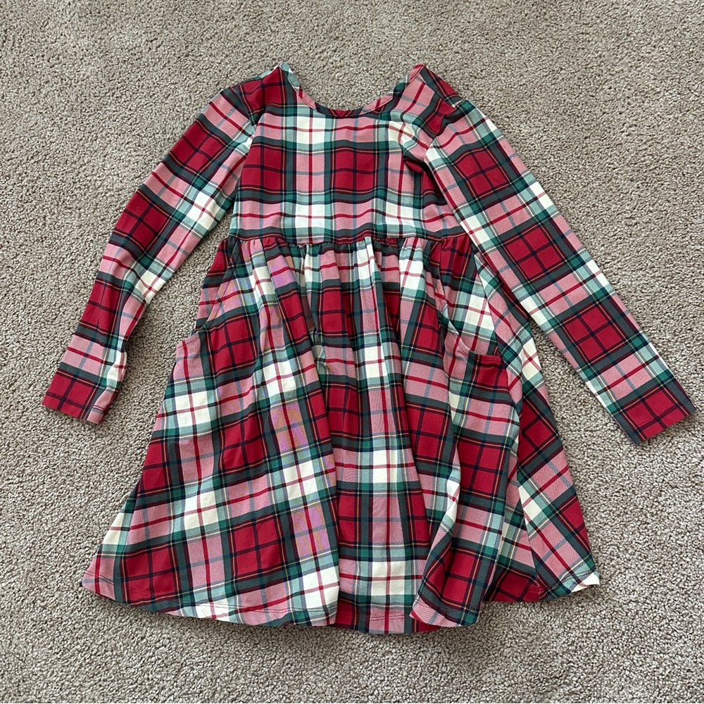 Hanna Andersson Girls' Plaid Long-Sleeve Holiday Dress - Red & Green